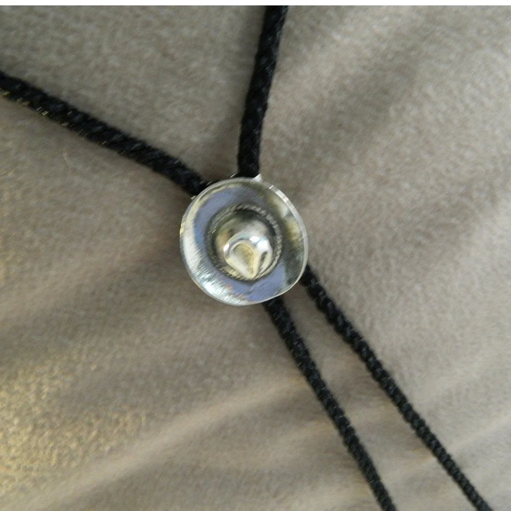Unbranded Bolo Tie Men Black Silver Cowboy Hat Slide Western Americana Stetson